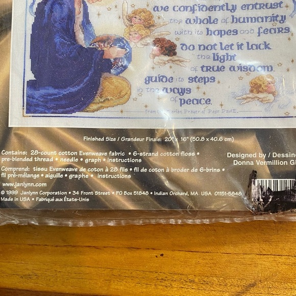 New Sealed VINTAGE 1999 Janlynn Our Lady Of The Millennium Cross Stitch Kit - Picture 6 of 6